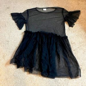 Asymmetrical Tutu Mesh Shirt